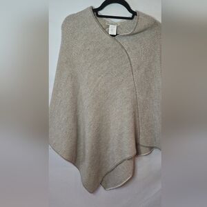Fratelli Talli Beige Handmade Italian Wool Blend Women's Sweater Poncho O/S